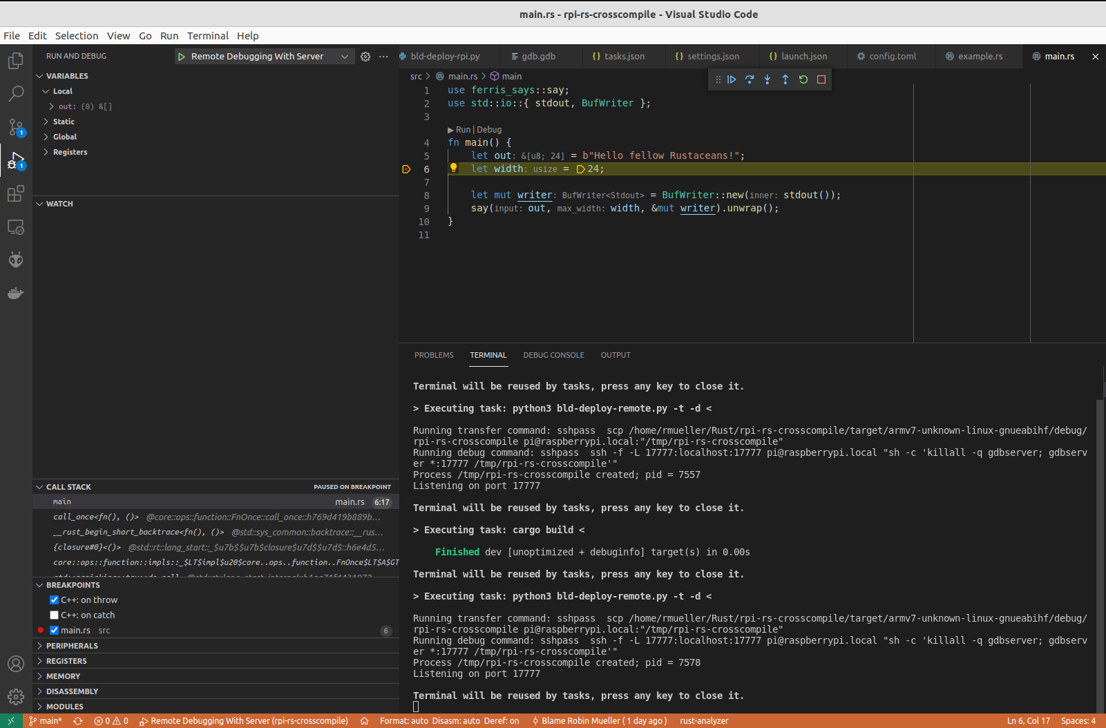 Debugging with VS Code with GDB Server started by VS Code